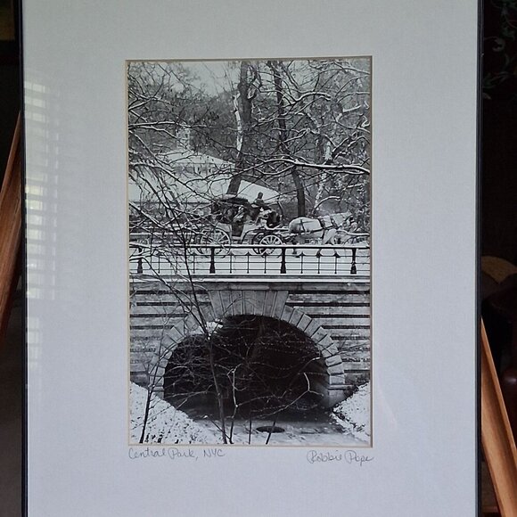 🖤 Signed & Framed Robbie Pope Photograph Black & White Central Park Winter - Picture 3 of 8